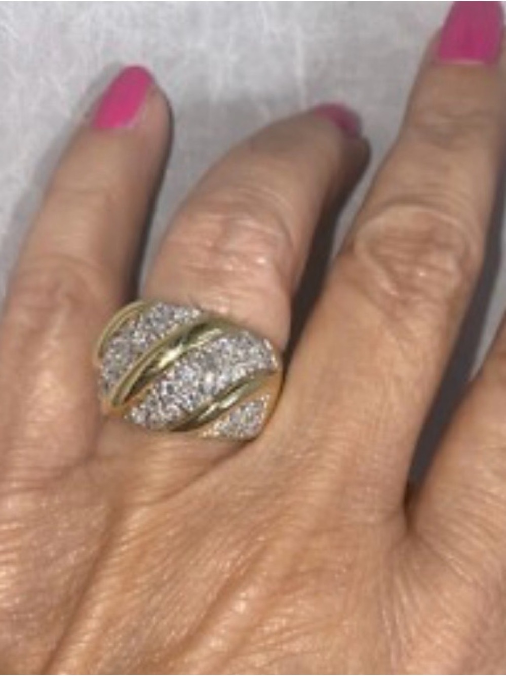 Gold and Crystals dome Ring - Women Jewelry